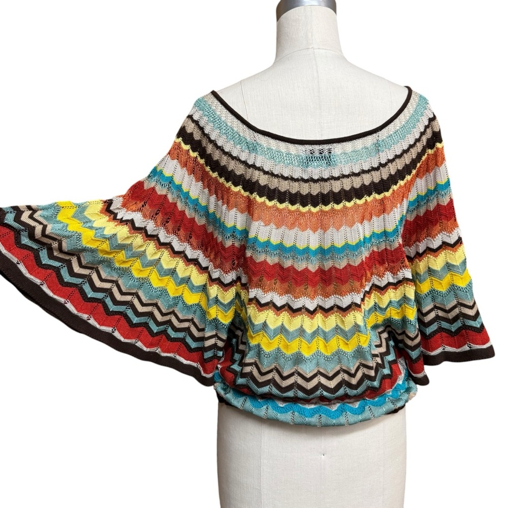 Lucky Brand Sweaters Knit Top Zig Zag Women’s M Batwing Sleeve Boho Hippie Y2K - Picture 3 of 12